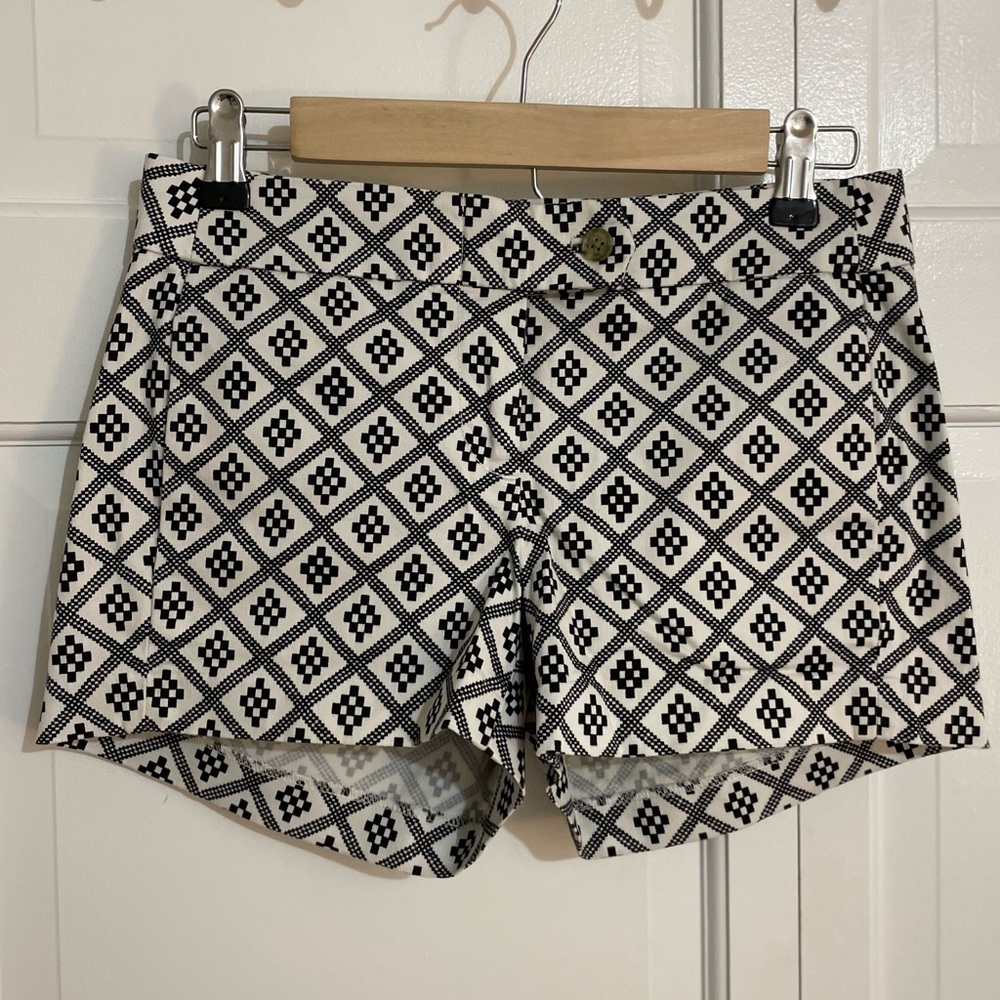 J. Crew Black and White Geometric Shorts